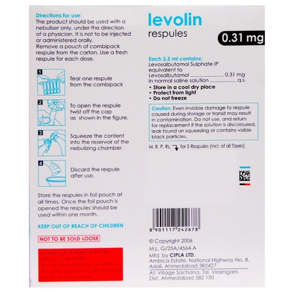 Levolin 0.31mg Respules