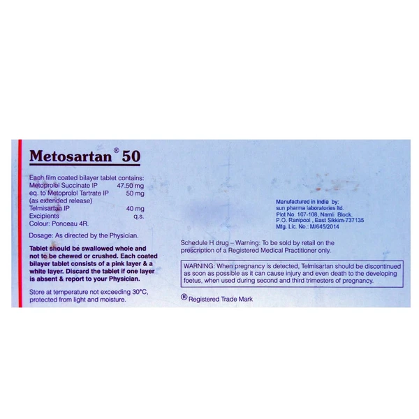 Metosartan 50 Tablet