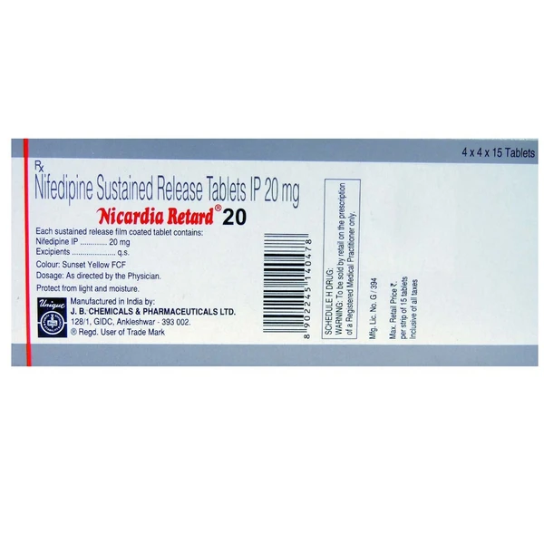 Nicardia Retard 20 Tablet