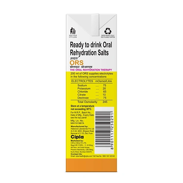 ORS PROLYTE LEMON LIQUID 200ML