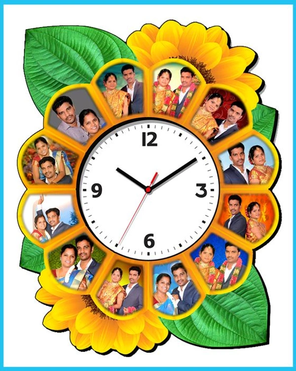 CUT OUT FLOWER CLOCK (14PIC)