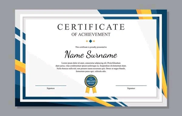 Certificate A4 -  - 500, Front&Back