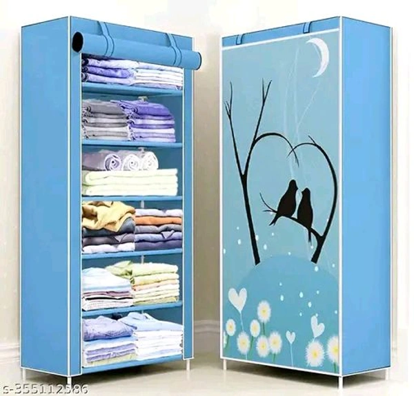 6 Layer Love Bird print Almari  - Blue