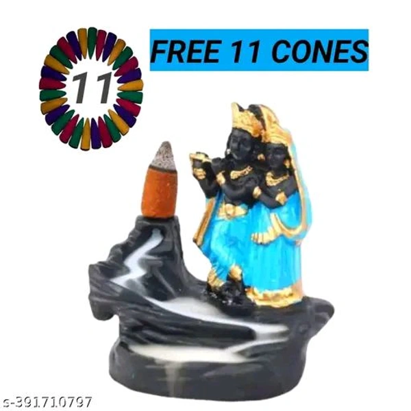 Handcraft RADHA ,and KRISHAN Blue Murti smoke backflow