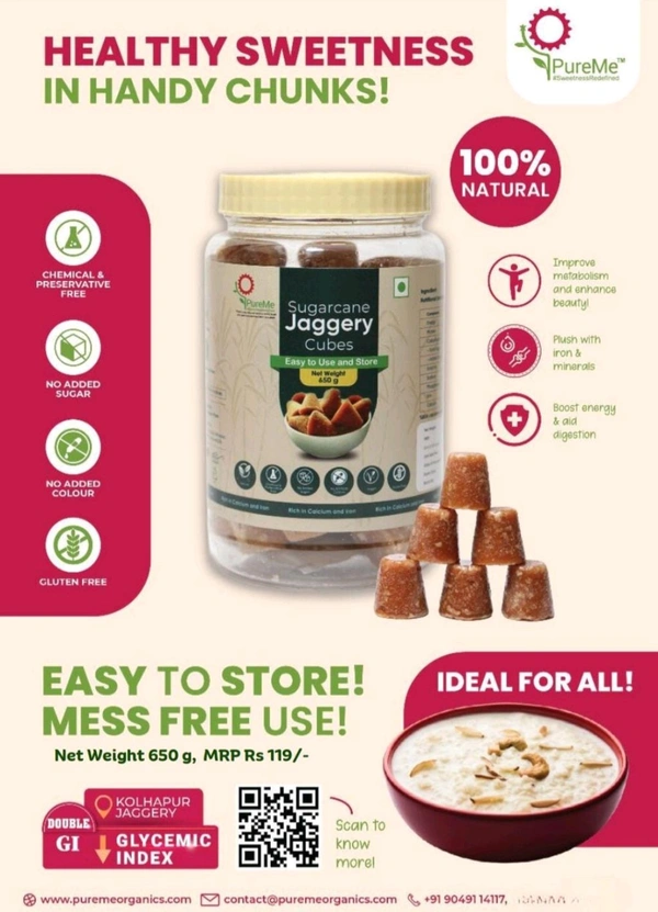 Pure Me Organics  Jaggery Cubes - 650 gm