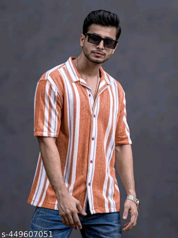 Maniac Men's Vertical Stripes Regular Cutaway Collar Multicolor Shirts - XXL