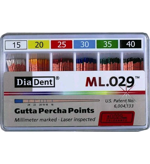 Diadent Gutta Percha Points 2%2% GP Points Precision obturation, adaptable to various methods - Gutta Percha Points - 2% # 30