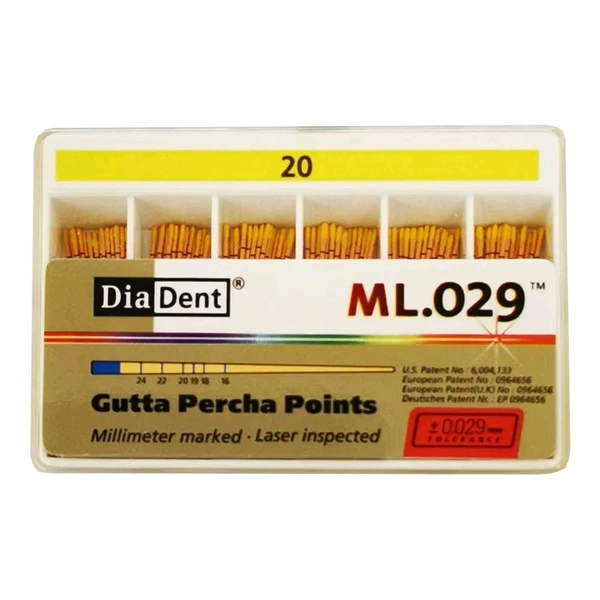 Diadent Gutta Percha Points 2%2% GP Points Precision obturation, adaptable to various methods - Gutta Percha Points - 2% # 30