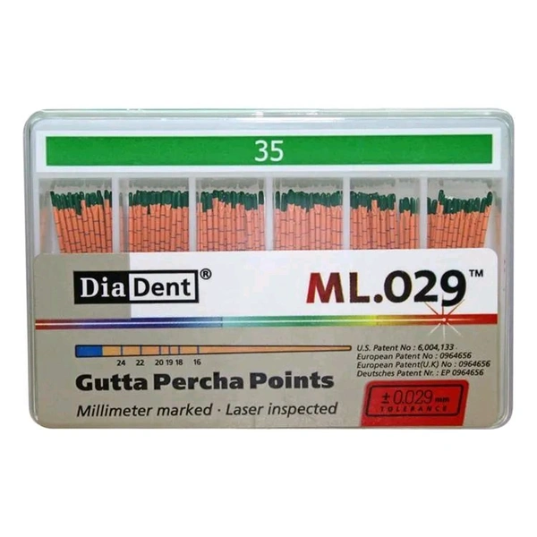 Diadent Gutta Percha Points 2%2% GP Points Precision obturation, adaptable to various methods - Gutta Percha Points - 2% # 30