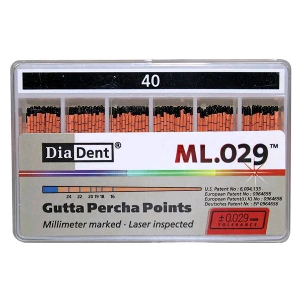 Diadent Gutta Percha Points 2%2% GP Points Precision obturation, adaptable to various methods - Gutta Percha Points - 2% # 30