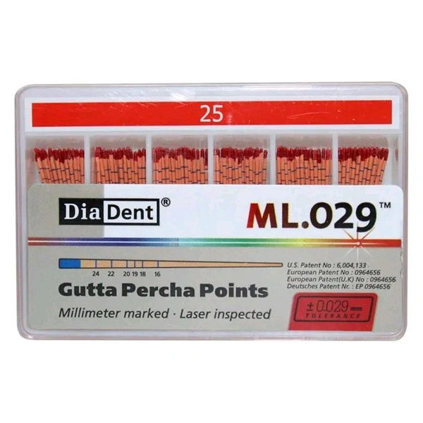 Diadent Gutta Percha Points 2%2% GP Points Precision obturation, adaptable to various methods - Gutta Percha Points - 2% # 15- 40