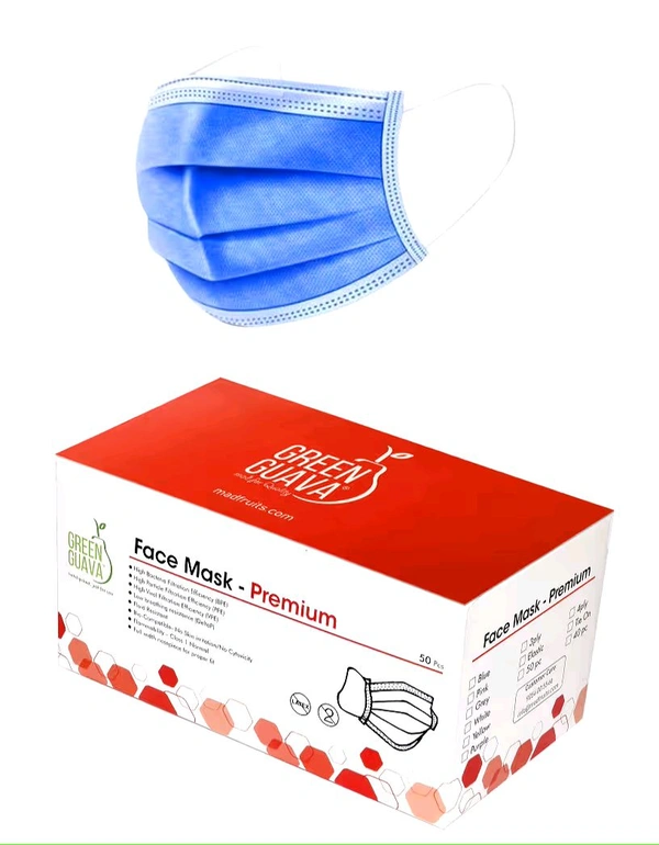 Green guava  Green Guava Face Masks - 3Ply Pack of 50 (In Stock. Swift Dispatch.) - Pack of 50