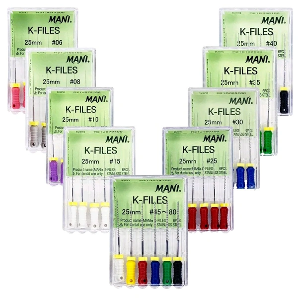 Mani K-Files 25mmPrecise root canal cleaning and shaping instruments - Pack Of 6, Mani K-File 25mm # 35