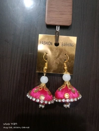 Silk Thread Jhumka  - Yellow