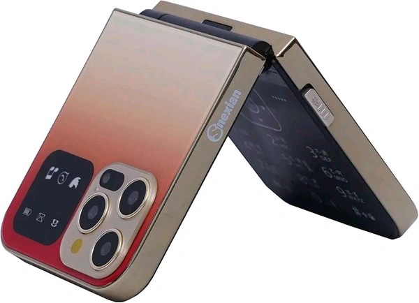 Snexian All-New ROCK Z Flip Dual Sim Keypad Mobile With 2.4" Display  - Gold