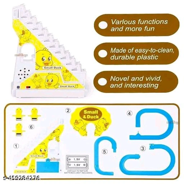 OPINA Musical Duck Track set toys For Kids With 3 DuckName: OPINA Musical Duck Track set toys For Kids With 3 DuckBattery Available: NoBattery Required: YesBIS/ISI Certification Number: 8530057716Colour: MulticolorMaterial: PlasticNet Quantity (N): 1Recommended Age: 2-4 YearsType: Sound ToysMusical Battery Operated Funny Little Ducks Go Race Retro Track Toy Game.Made of high-qualit