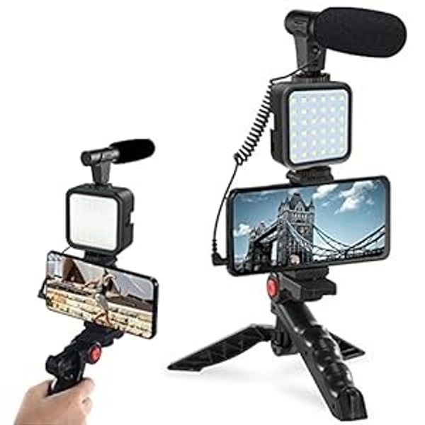 VLOGGING VIDEO MAKER KIT WITH MICROPHONE FOR VIDEO RECORDING WITH LIGHT Tripod Kit 