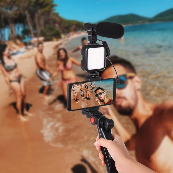 VLOGGING VIDEO MAKER KIT WITH MICROPHONE FOR VIDEO RECORDING WITH LIGHT Tripod Kit 