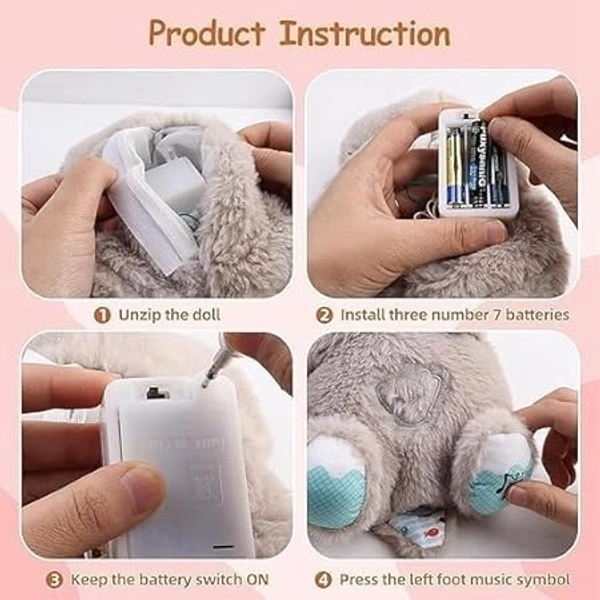 Breathing Teddy Bear Plush Sound Machine,Baby Gift with Music,Lights - 30 mm