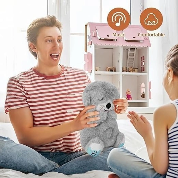 Breathing Teddy Bear Plush Sound Machine,Baby Gift with Music,Lights - 30 mm