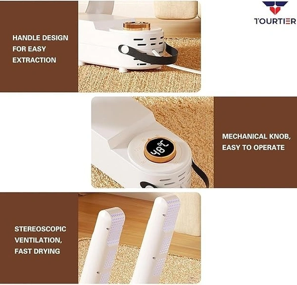 TOURTIER Multifunctional Foldable Shoe Dryer, Instant Heating Shoes Warmer Intelligent Disinfection Deodorizing Shoe Dryer Suitable for All Kinds of Shoes