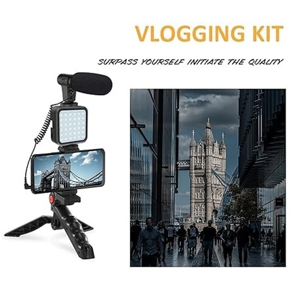 VLOGGING VIDEO MAKER KIT WITH MICROPHONE FOR VIDEO RECORDING WITH LIGHT Tripod Kit 