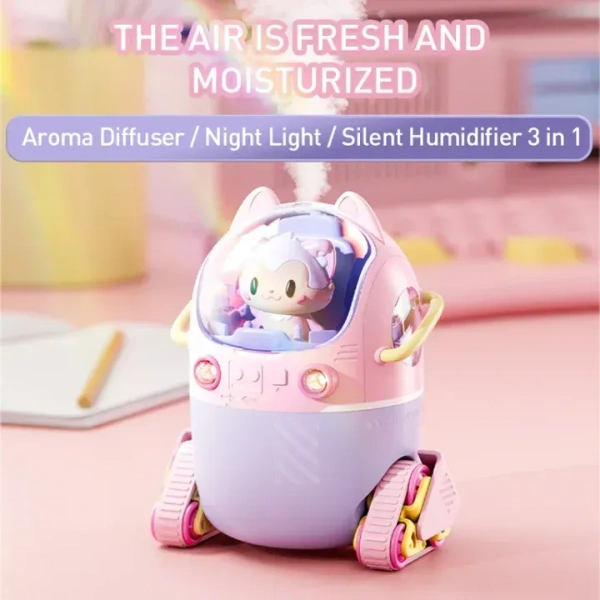 Frestar Mini USB Humidifier 220ml with LED Night Light, Small Cute Humidifier Bulit in Adorable Doll for Kids, Plant, Bedroom, Office, Desk, Babies Room, No Battery
