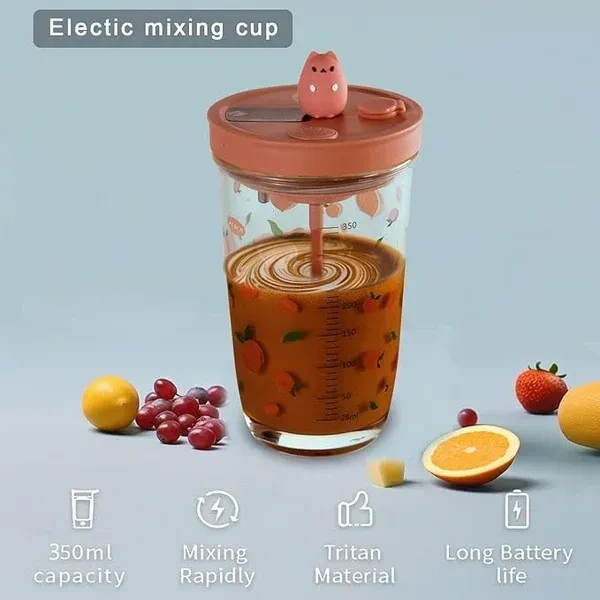 Automatic Self Stirring Glass Mug, Tumbler Mug, Coffee Mug with Lid, and Sipper Bottle with Straw