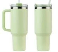 Insulated Travel Mug with Handle, 887ml, Mint Green, Stainless Steel, Set of 1 - Pink