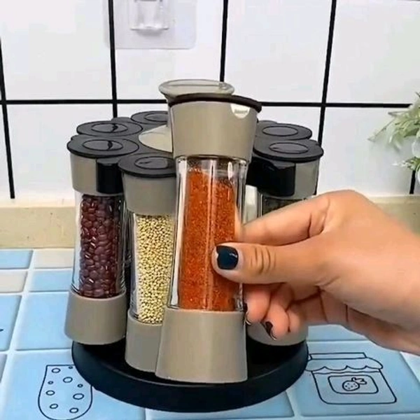 VMK Spice Rack, 8 in 1 Masala Rack Set, Masala Dani for Kitchen, Seasoning Kitchen Storage Organizer, Turntable Condiment Set, Tower Plastic Herb Spice Rack jar bottle with 120 ml (Brown)Name: VMK Spice Rack, 8 in 1 Masala Rack Set, Masala Dani for Kitchen, Seasoning Kitchen Storage Organizer, Turntable Condiment Set, Tower Plastic Herb Spice Rack jar bottle with 120 ml (Brown)Mate - Free Size