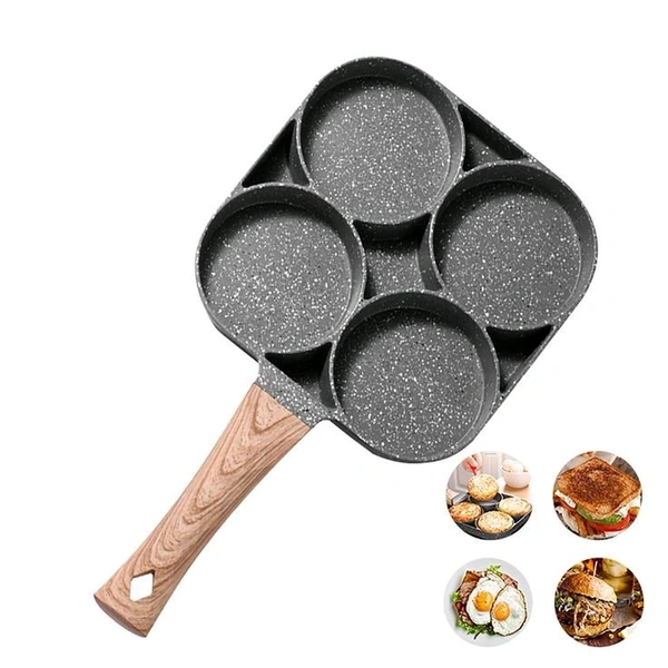 Egg Cooker Frying Pan, Green Pans 4 Cups Non-Stick cookware Aluminium Alloy Fried Egg Cooker, Pancake, Omelette Pan with Silicone Spatula and Brush Set (Pack of 1) - Free Size