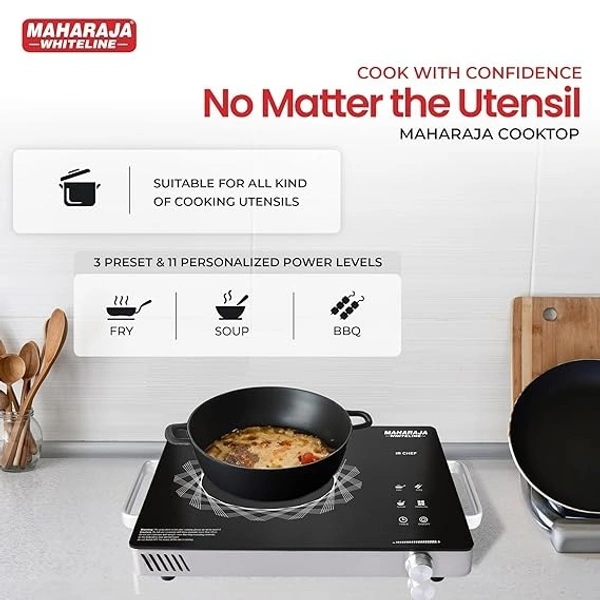 MAHARAJA WHITELINE INFRARED COOKTOP IR CHEF PLUS 2200-WATT INDUCTION - Black, 43, 10, 35