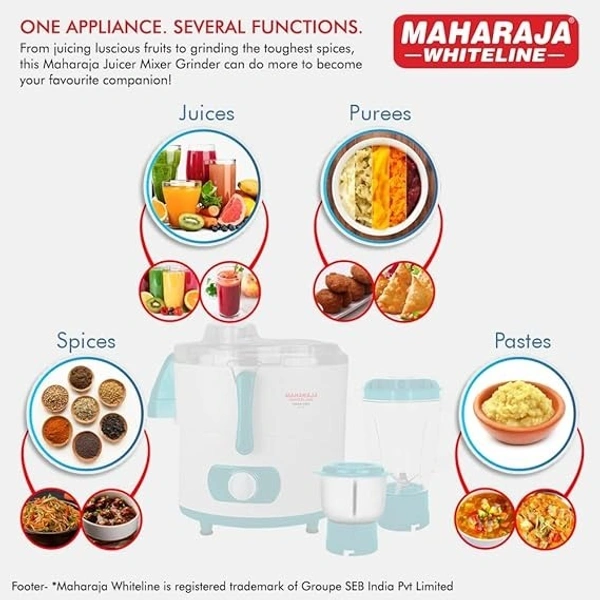 MAHARAJA WHITELINE MARK DEO PLUS JUICER MIXER GRINDER 450W - White, 31, 31, 25
