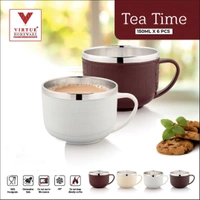 VIRTUE TEA TIME STAINLESS STEEL CUP SET OF 6 - White, 20, 12, 12