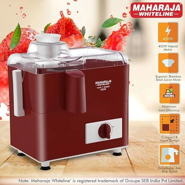 MAHARAJA WHITELINE MARK 1 CLASSIC JUICE EXTRACTOR 450 WATT - Red, 24, 23, 30