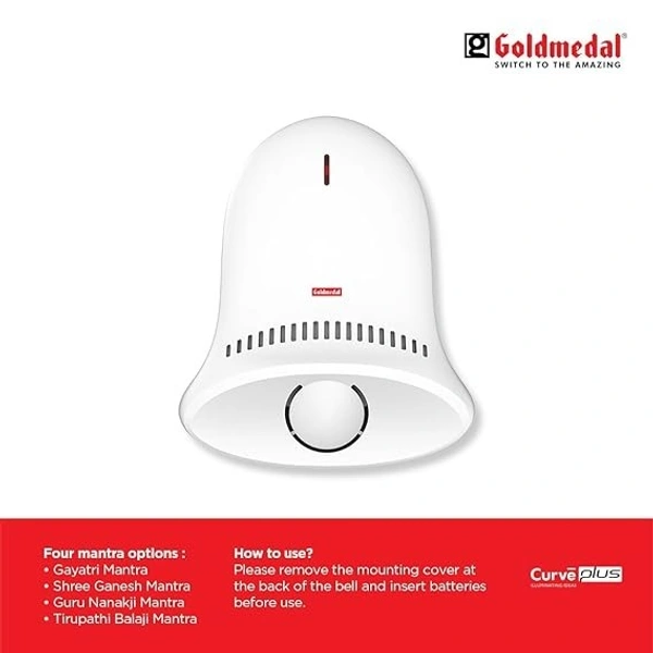 GOLDMEDAL EK MANTRA- GAYATRI MANTRA DOOR BELL - White, 19, 6, 15