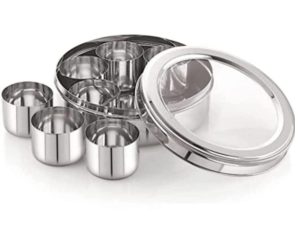 VIRTUE STAINLESS STEEL SPICE BOX ORGANISER (MASALA BOX) - Gray, 22, 8, 22