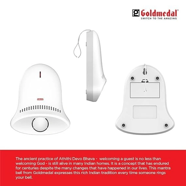 GOLDMEDAL EK MANTRA- GAYATRI MANTRA DOOR BELL - White, 19, 6, 15
