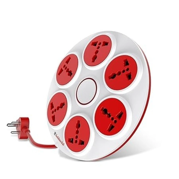 GOLDMEDAL 360 DEGREE POWER STRIP 6 SOCKETS EXTENSION BOARD - Red, 27, 20.4, 5.1