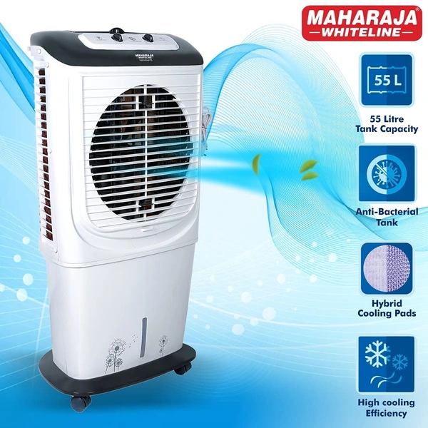 MAHARAJA WHITELINE HYBRID COOL 55Liter DESERT AIR COOLER - White, 60, 118, 45