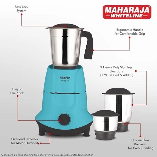 MAHARAJA WHITELINE SUPERIOR EVO 500-WATT MIXER GRINDER 3 JAR - Black, 39, 27, 22