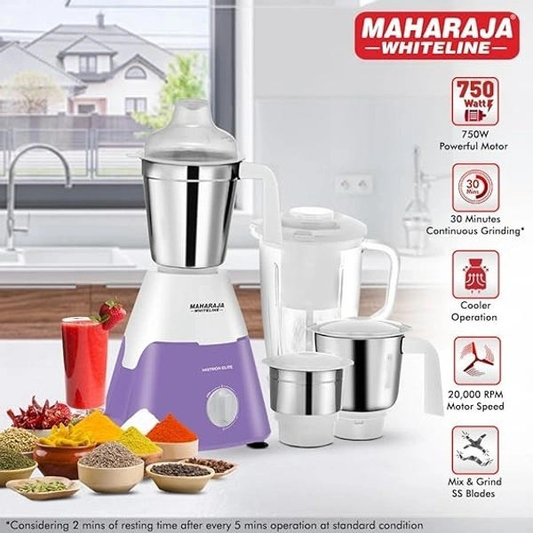MAHARAJA WHITELINE MIXTRON ELITE 750-WATT MIXER GRINDER 4 JARS - White, 51, 29, 23