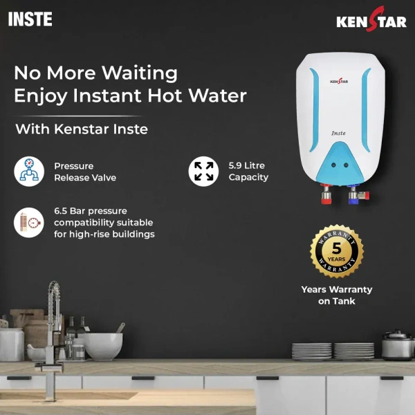 KENSTAR INTSE 5.9 LITRE INSTANT WATER HEATER - Cyan Aqua, 22.5, 40, 23
