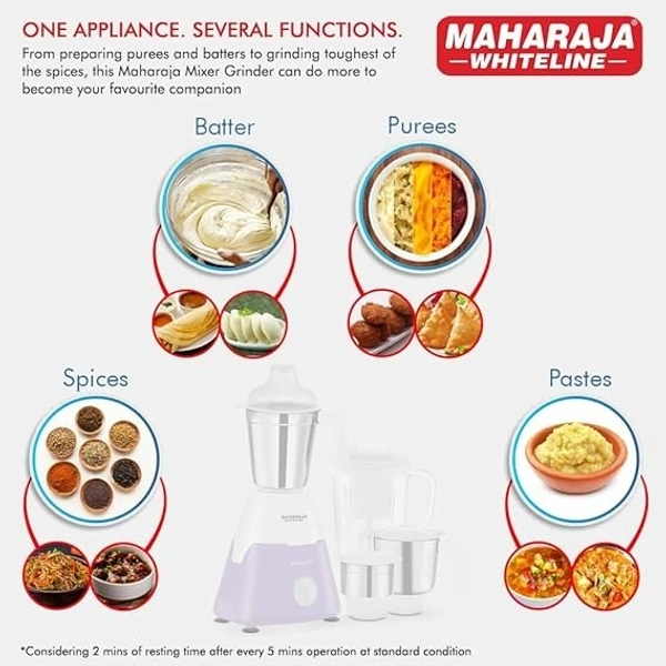 MAHARAJA WHITELINE MIXTRON ELITE 750-WATT MIXER GRINDER 4 JARS - White, 51, 29, 23