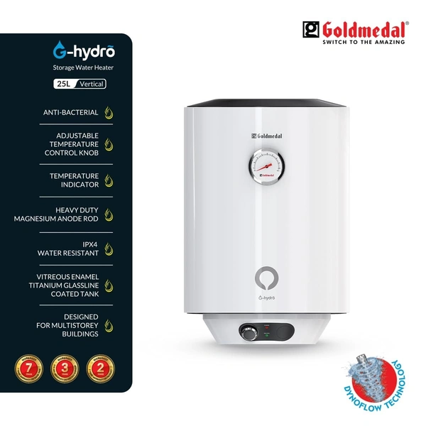 GOLDMEDAL G-HYDRO 25 LITRE STORAGE WATER HEATER (GEYSER) - White, 28, 60, 37
