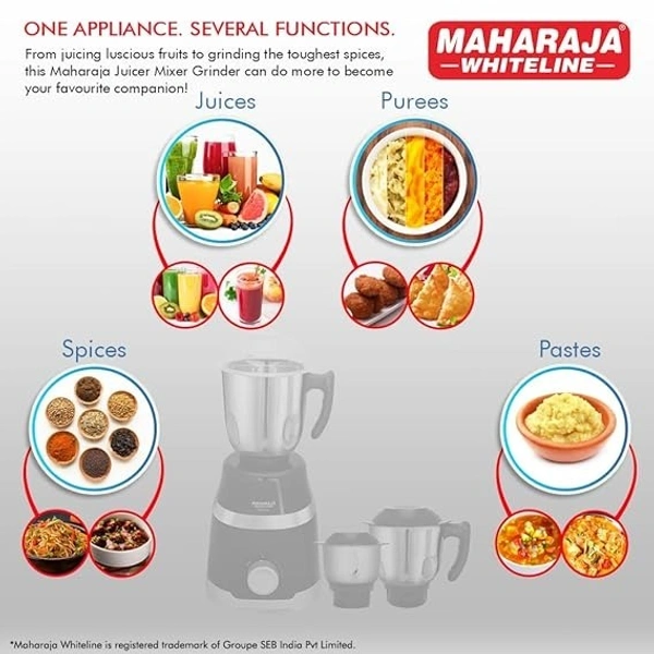 MAHARAJA WHITELINE SUPERIOR EVO 500-WATT MIXER GRINDER 3 JAR - Black, 39, 27, 22