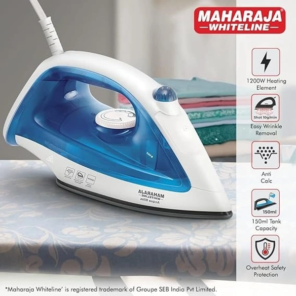 MAHARAJA WHITELINE ACQUA BLISS 1200-WATT STEAM IRON - Blue, 28, 14.7, 12