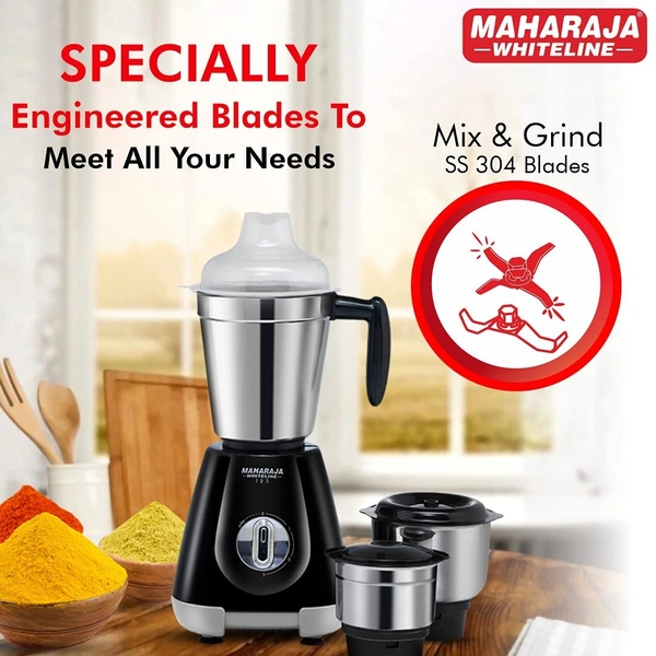 MAHARAJA WHITELINE MG 123 PRO 550-WATT MIXER GRINDER 3 JAR - Black, 20, 20, 16