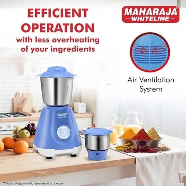 MAHARAJA WHITELINE SMART 123 MIXER GRINDER 500 WATT 2 JAR - Blue, 23, 10, 15