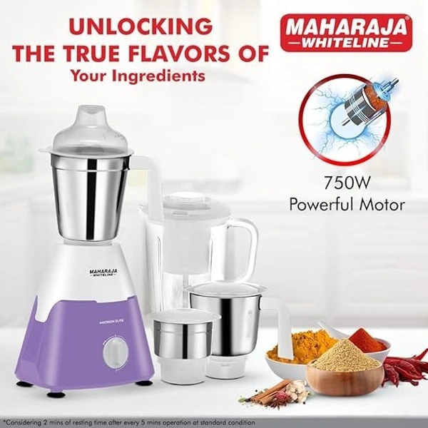 MAHARAJA WHITELINE MIXTRON ELITE 750-WATT MIXER GRINDER 4 JARS - White, 51, 29, 23